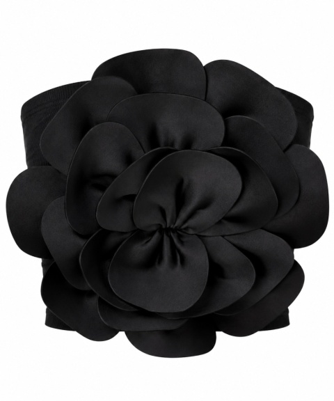 Bluzka Top Czarny 3D Kwiat Kawiatek Czarna bez ramiączek