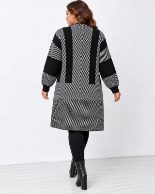 Sweter Płaszcz Kardigan Duże Rozmiary Czarny Plus Size